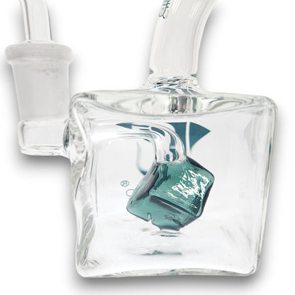 5" Diamond Glass Mini Rig Pocket Bubbler Cube Perc Bong