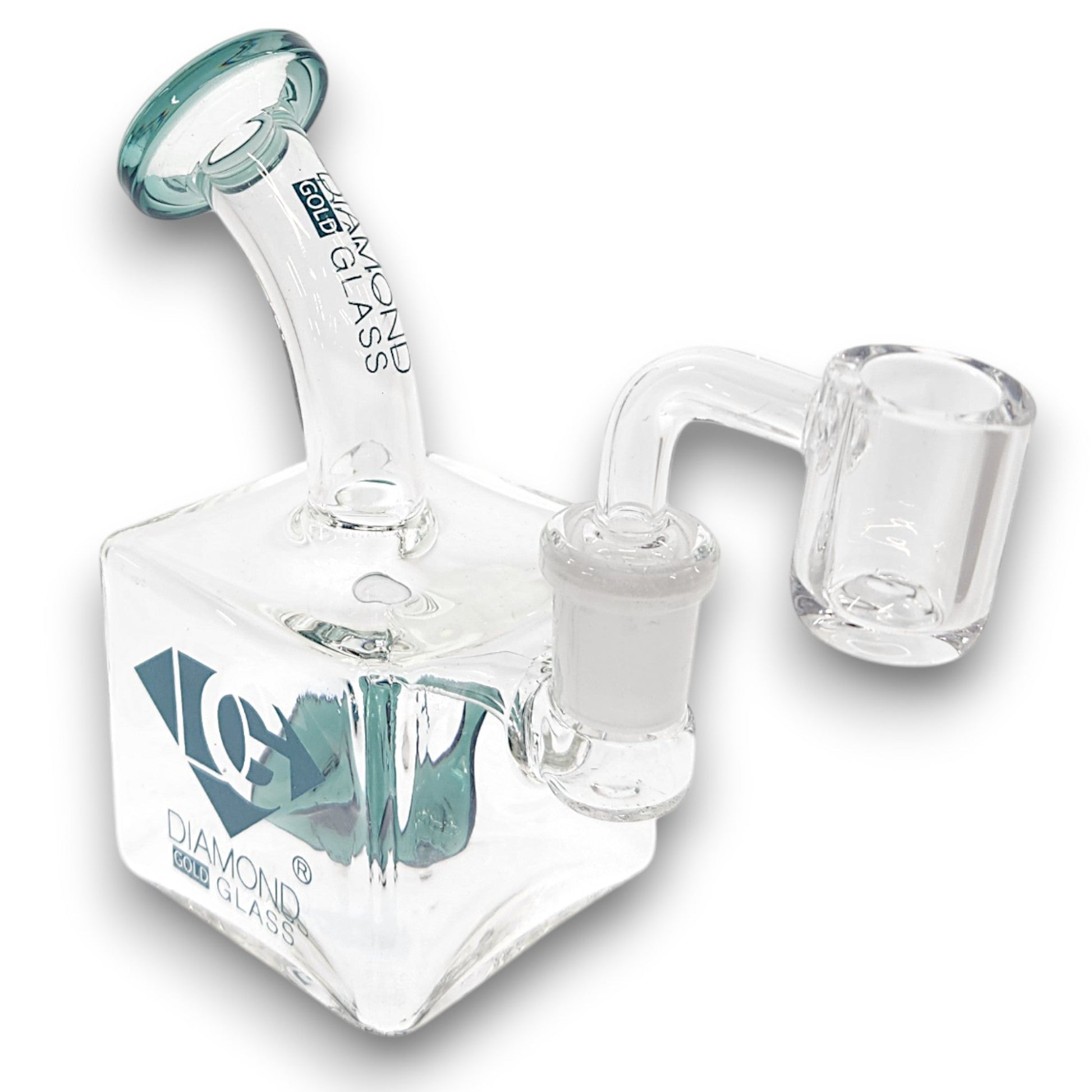 5" Diamond Glass Mini Rig Pocket Bubbler Cube Perc Bong