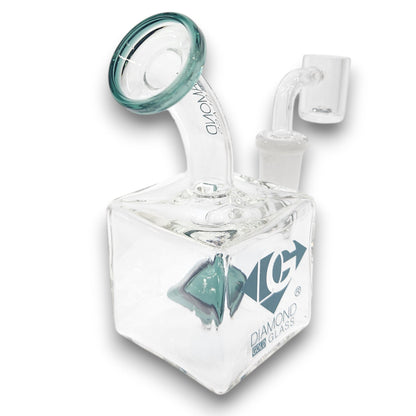 5" Diamond Glass Mini Rig Pocket Bubbler Cube Perc Bong