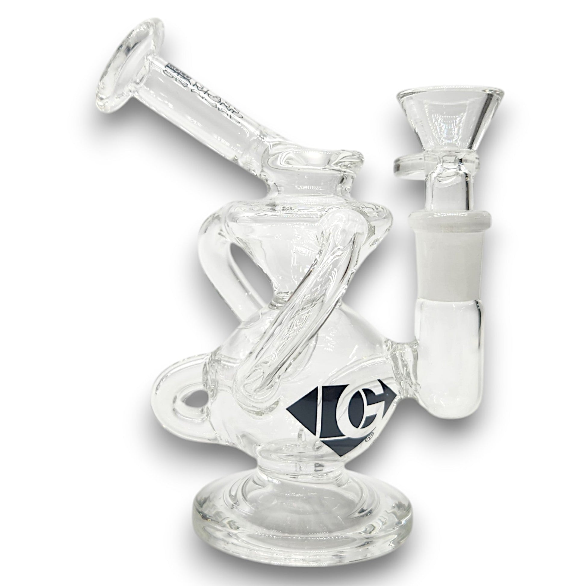 5" Diamond Glass Recycler Perc Pocket Bubbler Mini Bong