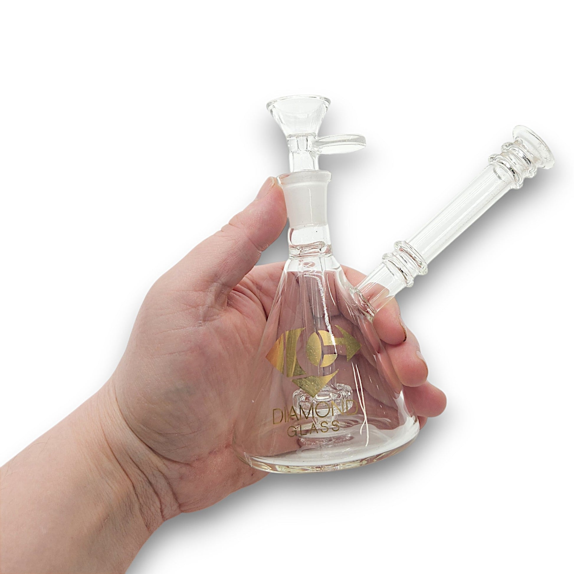 6" Diamond Glass Pyramid Shape Circ Perc Bubbler Bong