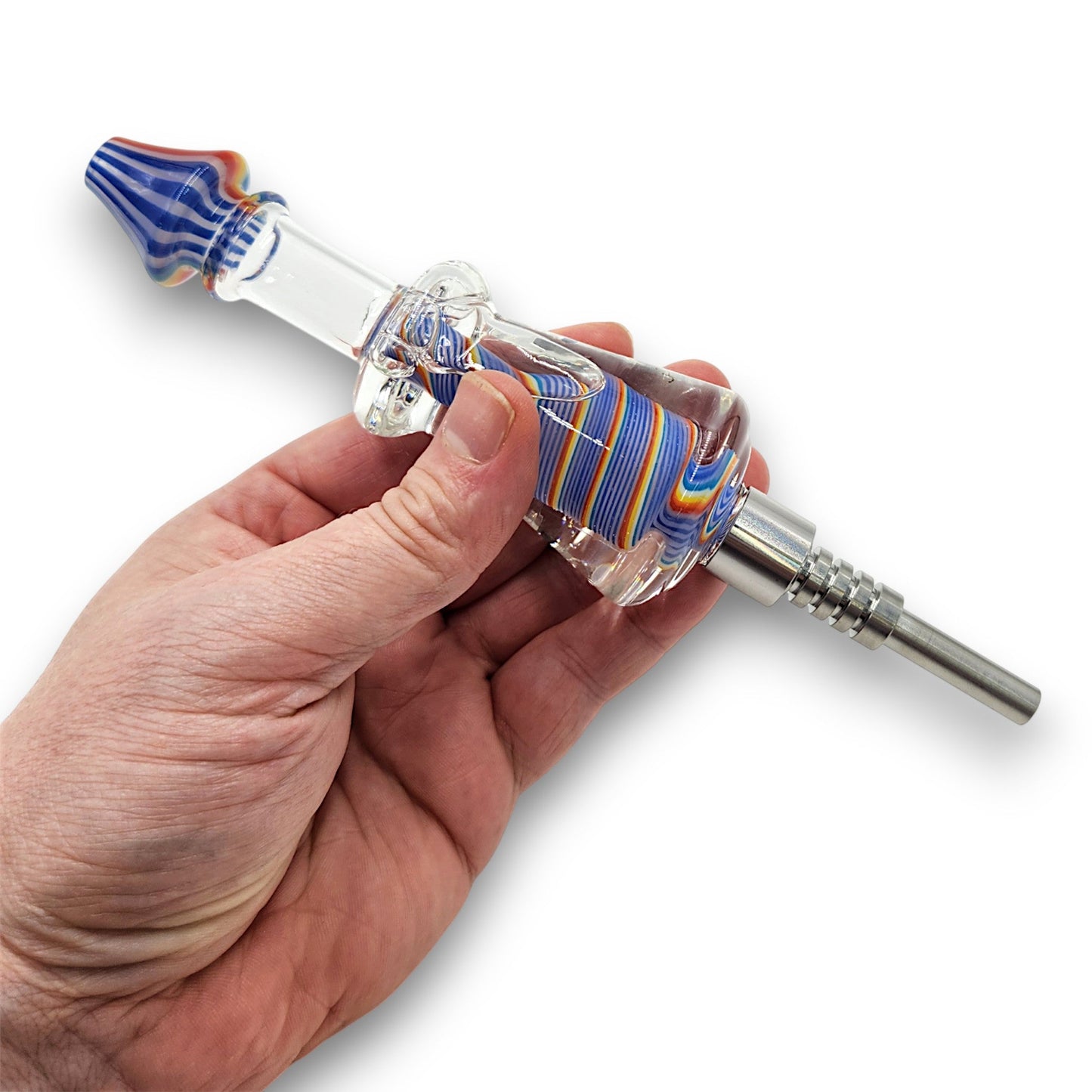 7.5" Rainbow Twist Glycerin Dab Straw Titanium Tip