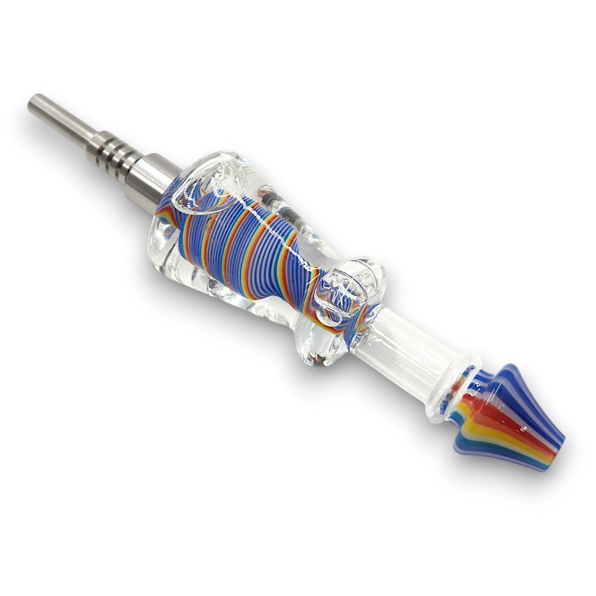 7.5" Rainbow Twist Glycerin Dab Straw Titanium Tip