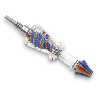 7.5" Rainbow Twist Glycerin Dab Straw Titanium Tip