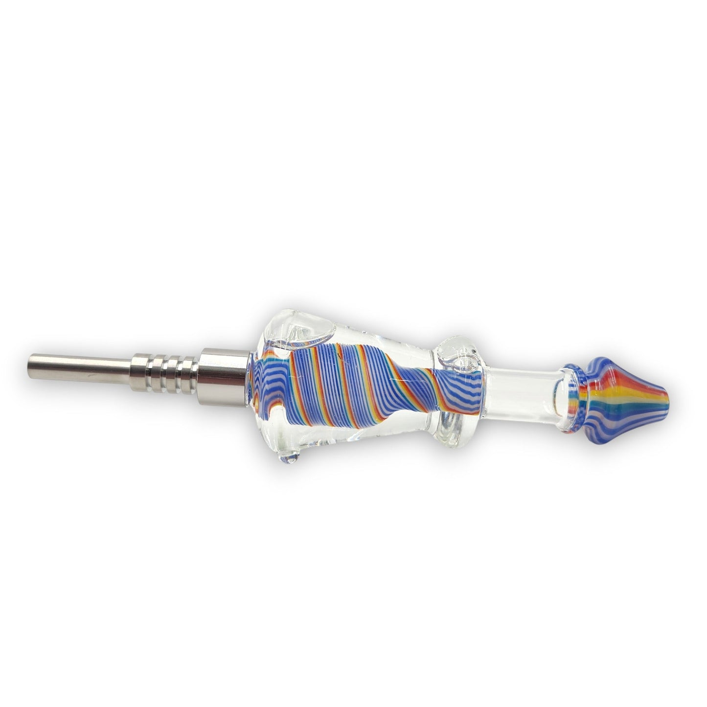 7.5" Rainbow Twist Glycerin Dab Straw Titanium Tip