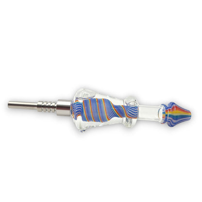 7.5" Rainbow Twist Glycerin Dab Straw Titanium Tip