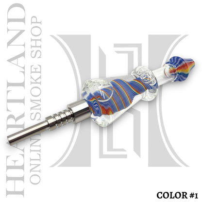 7.5" Rainbow Twist Glycerin Dab Straw Titanium Tip