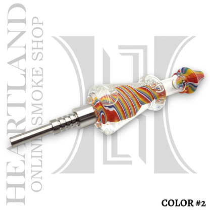 7.5" Rainbow Twist Glycerin Dab Straw Titanium Tip
