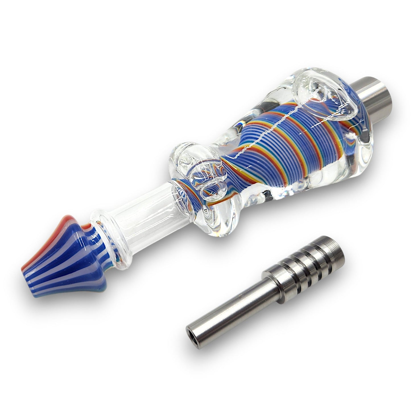 7.5" Rainbow Twist Glycerin Dab Straw Titanium Tip
