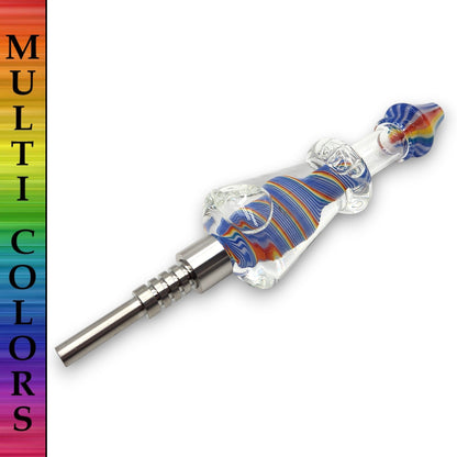 7.5" Rainbow Twist Glycerin Dab Straw Titanium Tip