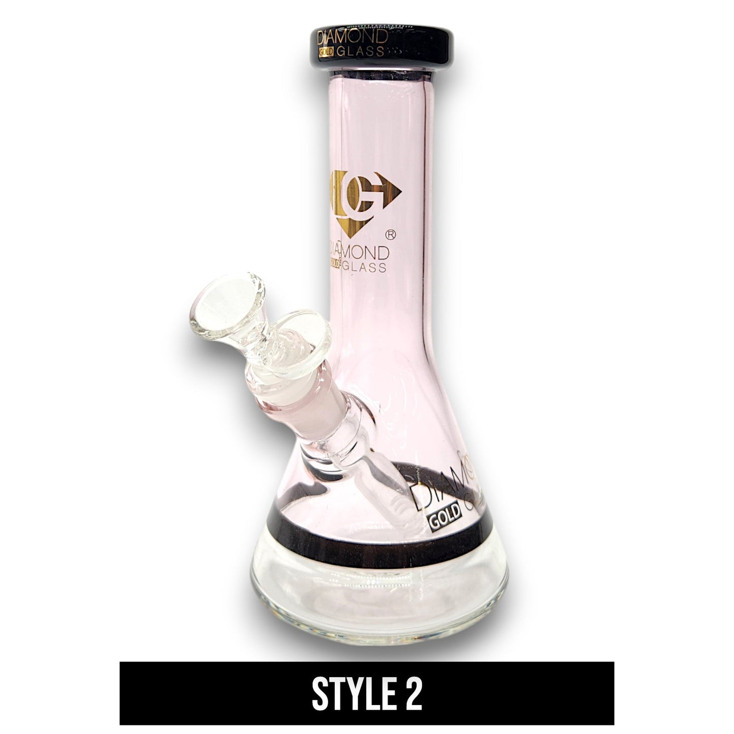 8" Diamond Color Design Flat Mouth Beaker Bong