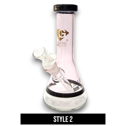 8" Diamond Color Design Flat Mouth Beaker Bong