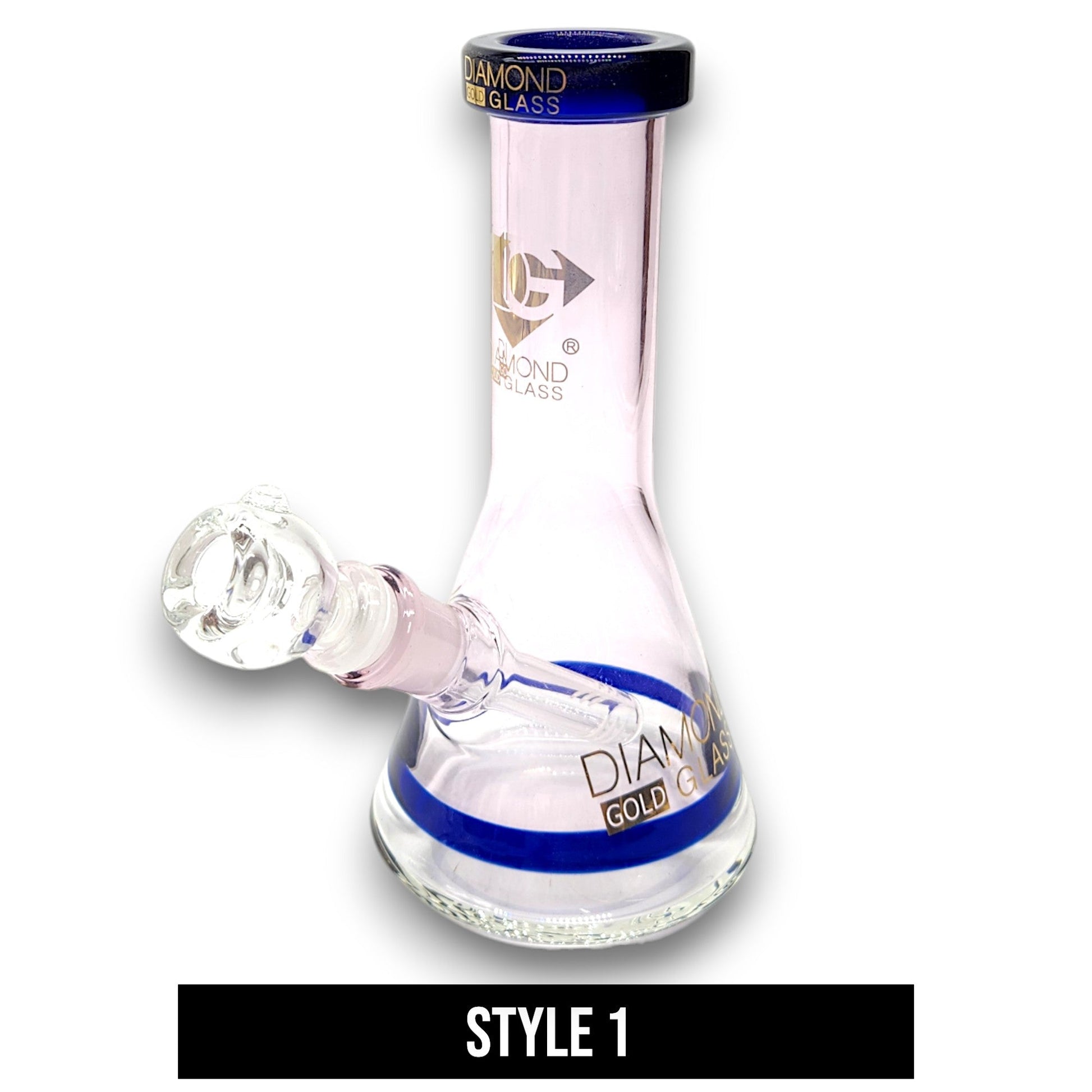 8" Diamond Color Design Flat Mouth Beaker Bong