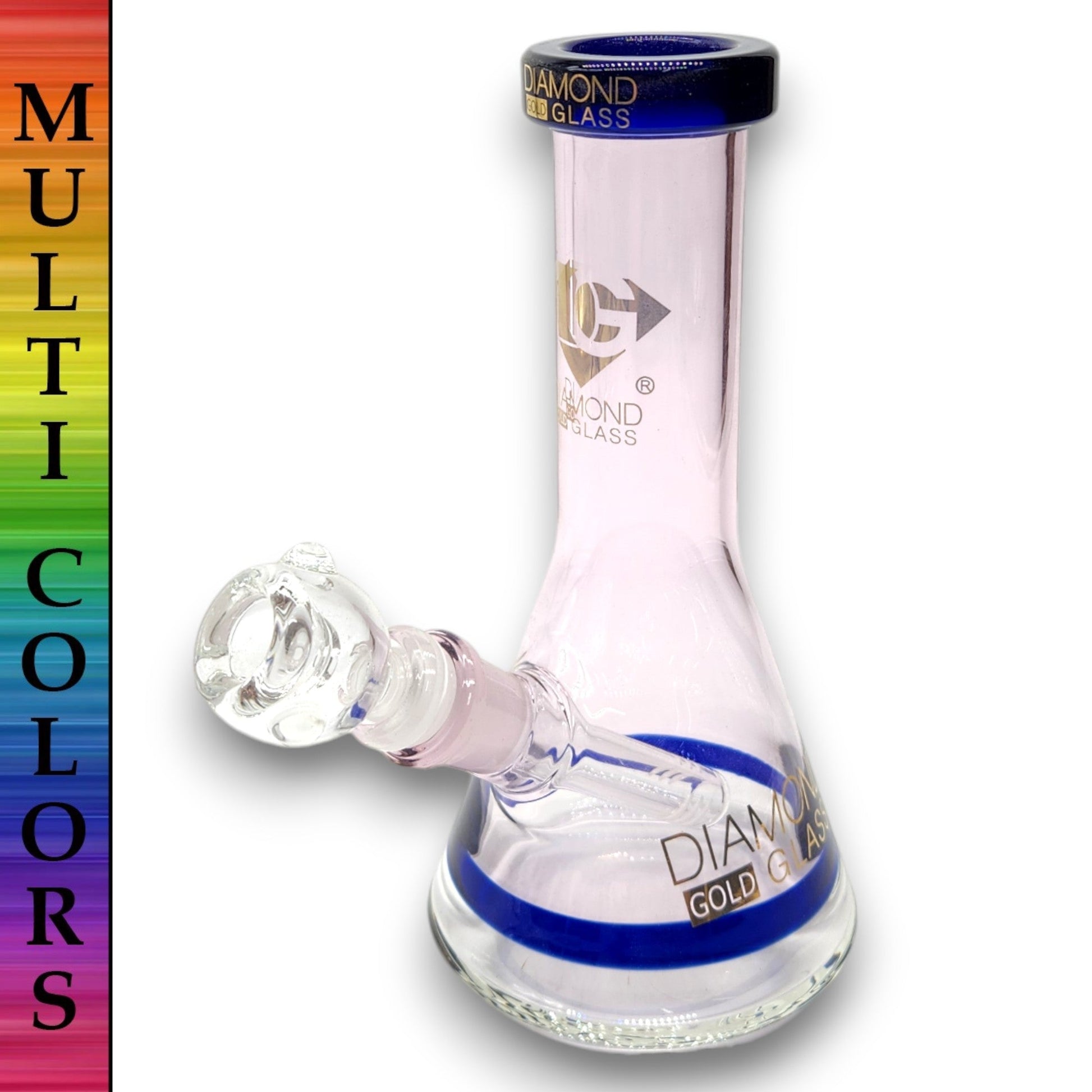 8" Diamond Color Design Flat Mouth Beaker Bong
