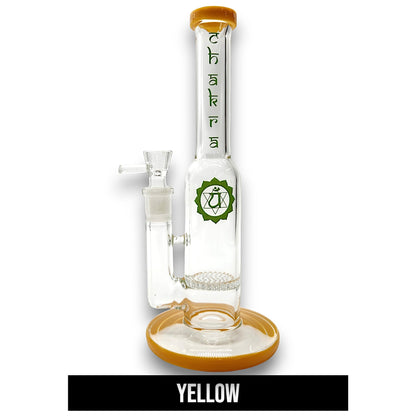 9" Chakra Glass Single Honeycomb Perc Barrel Bong