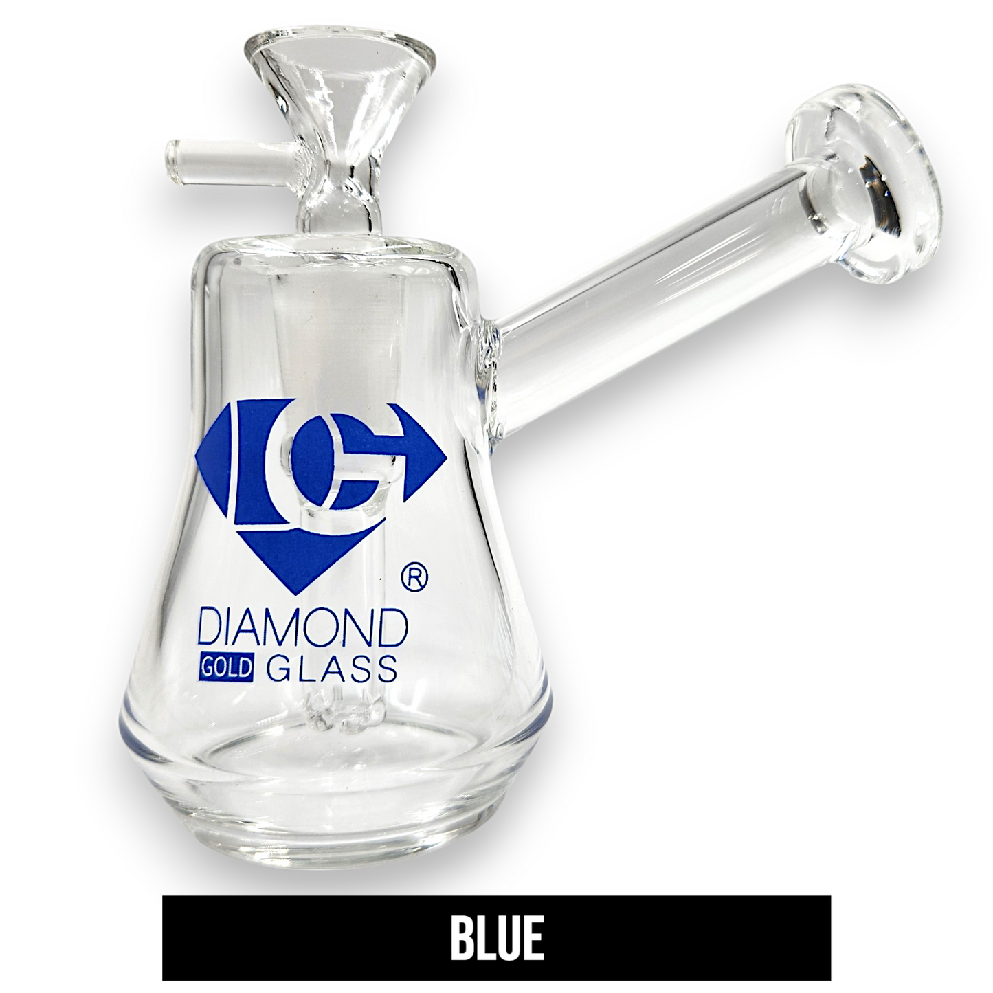 4" Diamond Clear Glass Bubbler