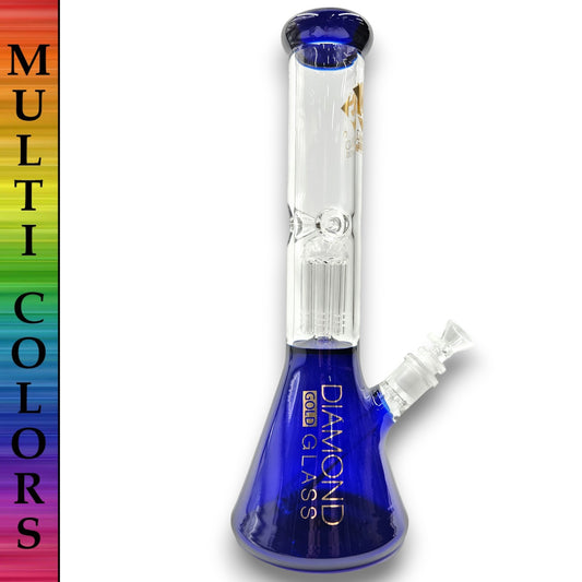 14" Diamond Glass Colored Tree Percolator Beaker Bong