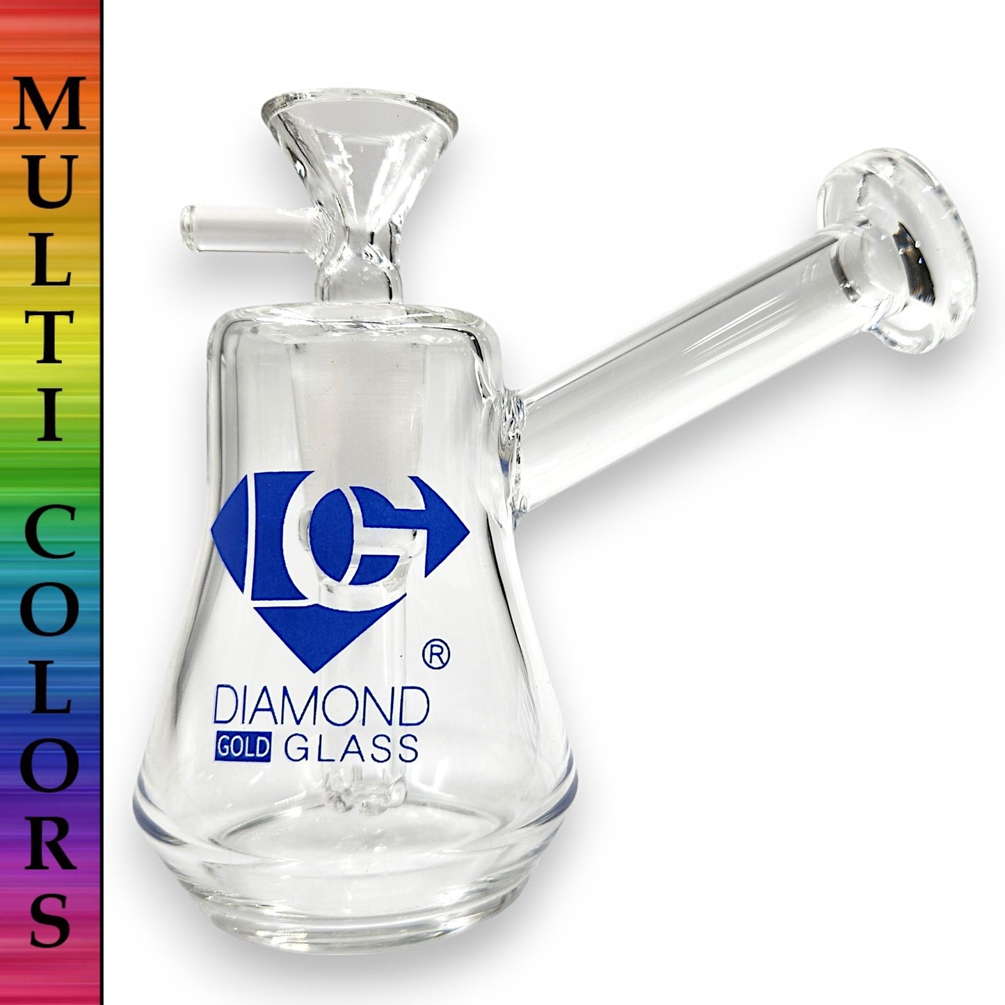 4" Diamond Clear Glass Bubbler