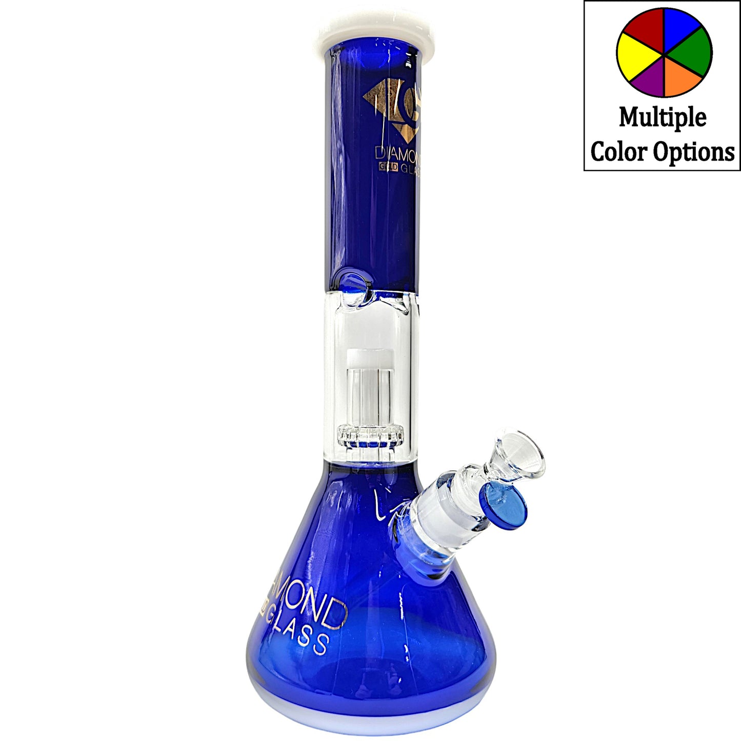 14" Diamond Glass Colored Showerhead Percolator Bong