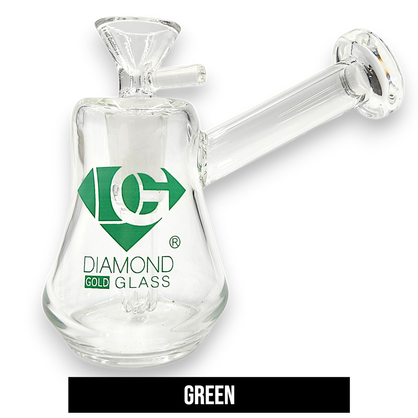 4" Diamond Clear Glass Bubbler