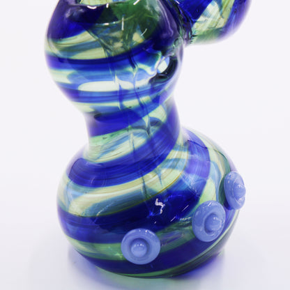 Blue Striped 8" Tall Bubbler