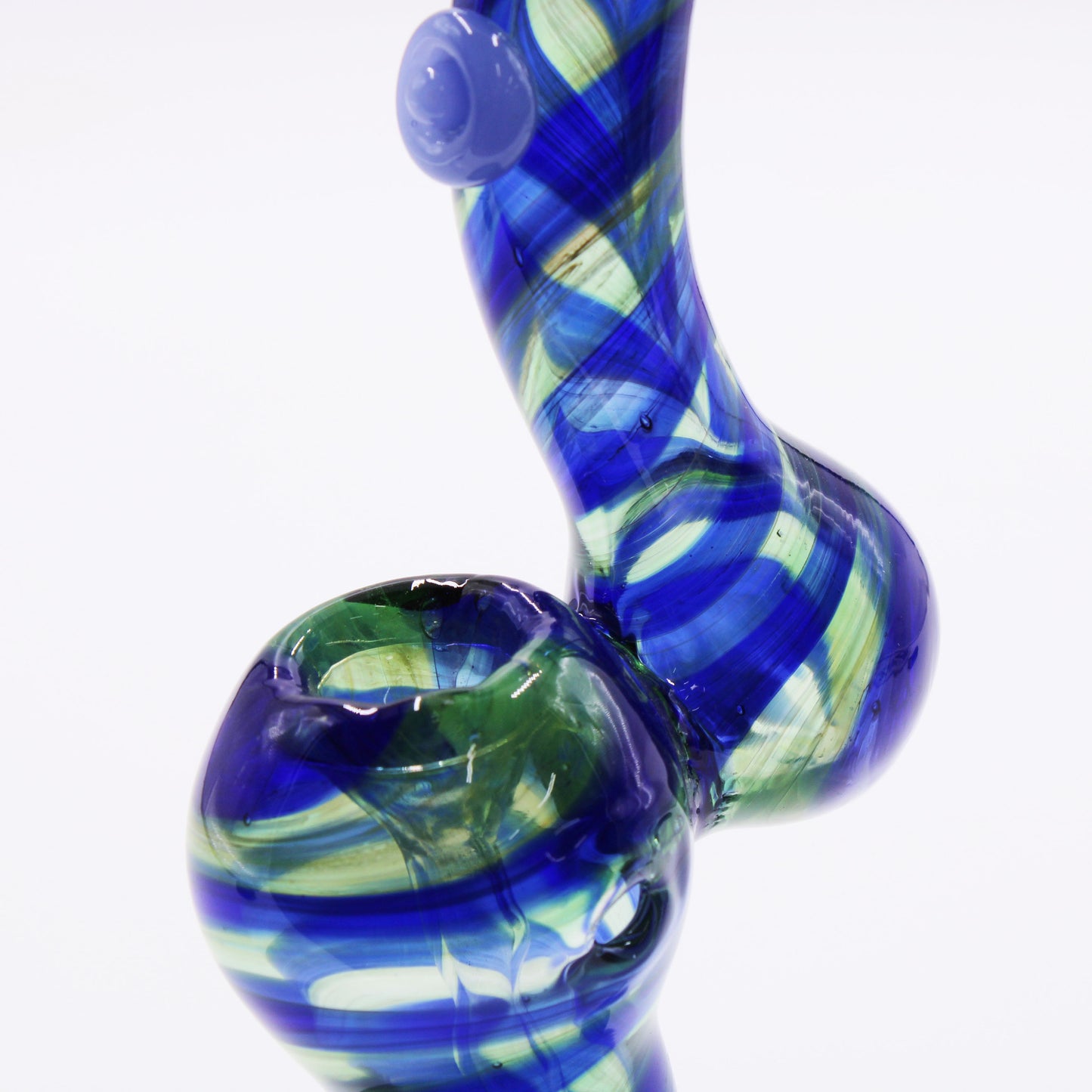 Blue Striped 8" Tall Bubbler