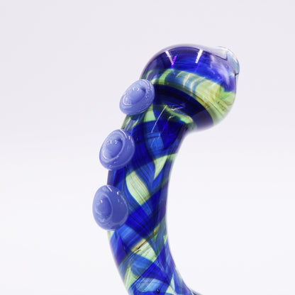 Blue Striped 8" Tall Bubbler