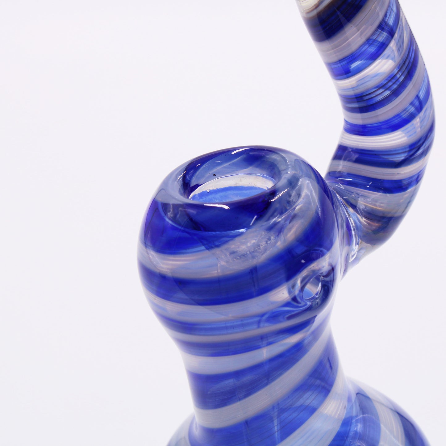 Blue Candy Striped 8" Tall Bubbler