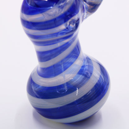 Blue Candy Striped 8" Tall Bubbler