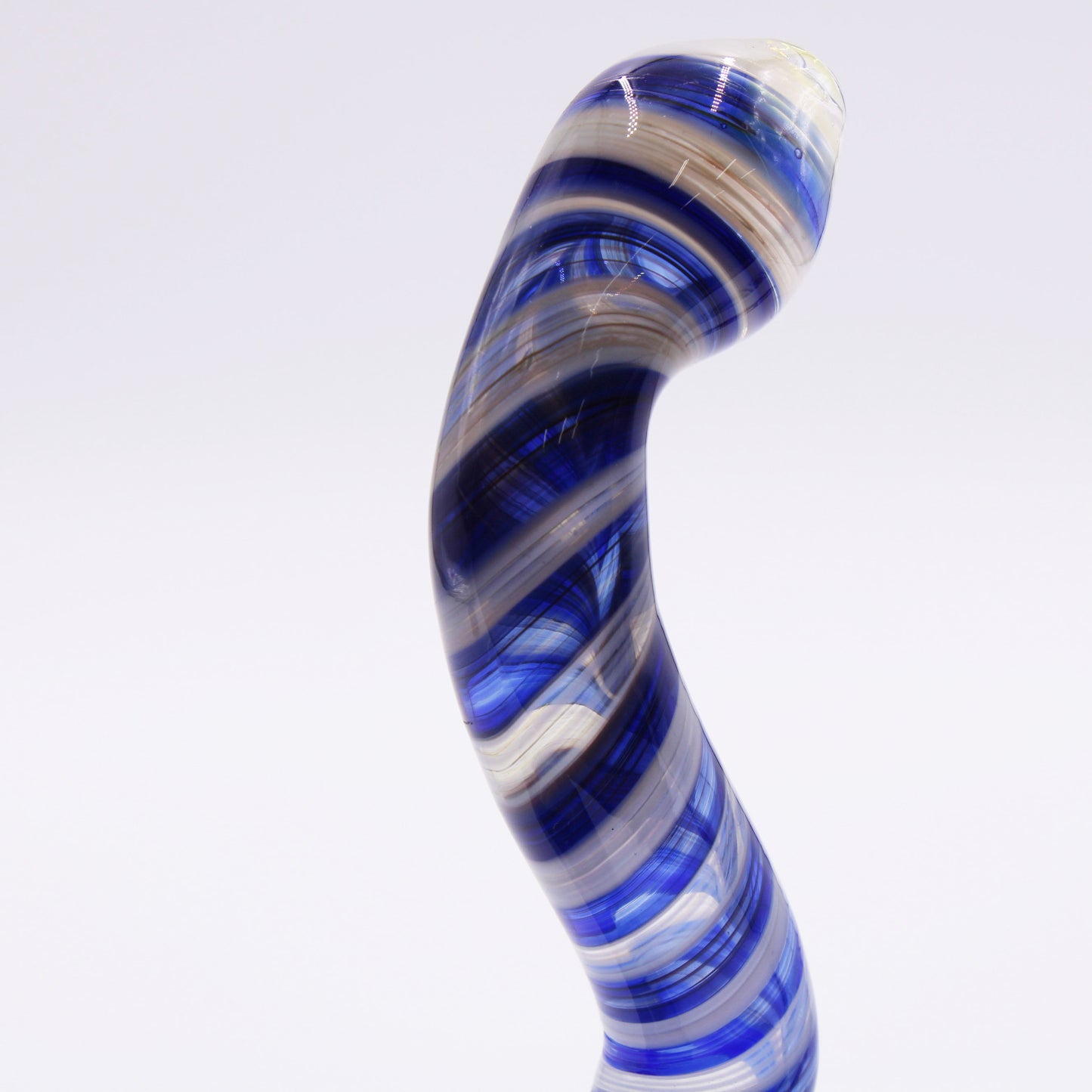 Blue Candy Striped 8" Tall Bubbler