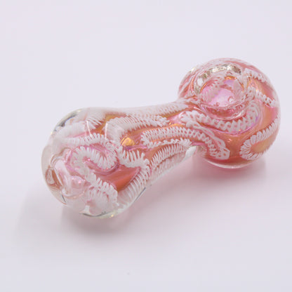 White Spiral Large Spoon Bowl Hand Pipe