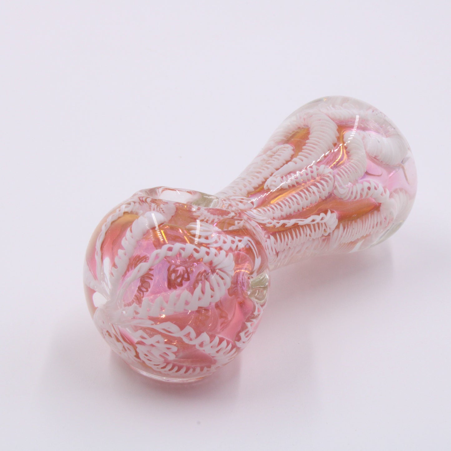 White Spiral Large Spoon Bowl Hand Pipe