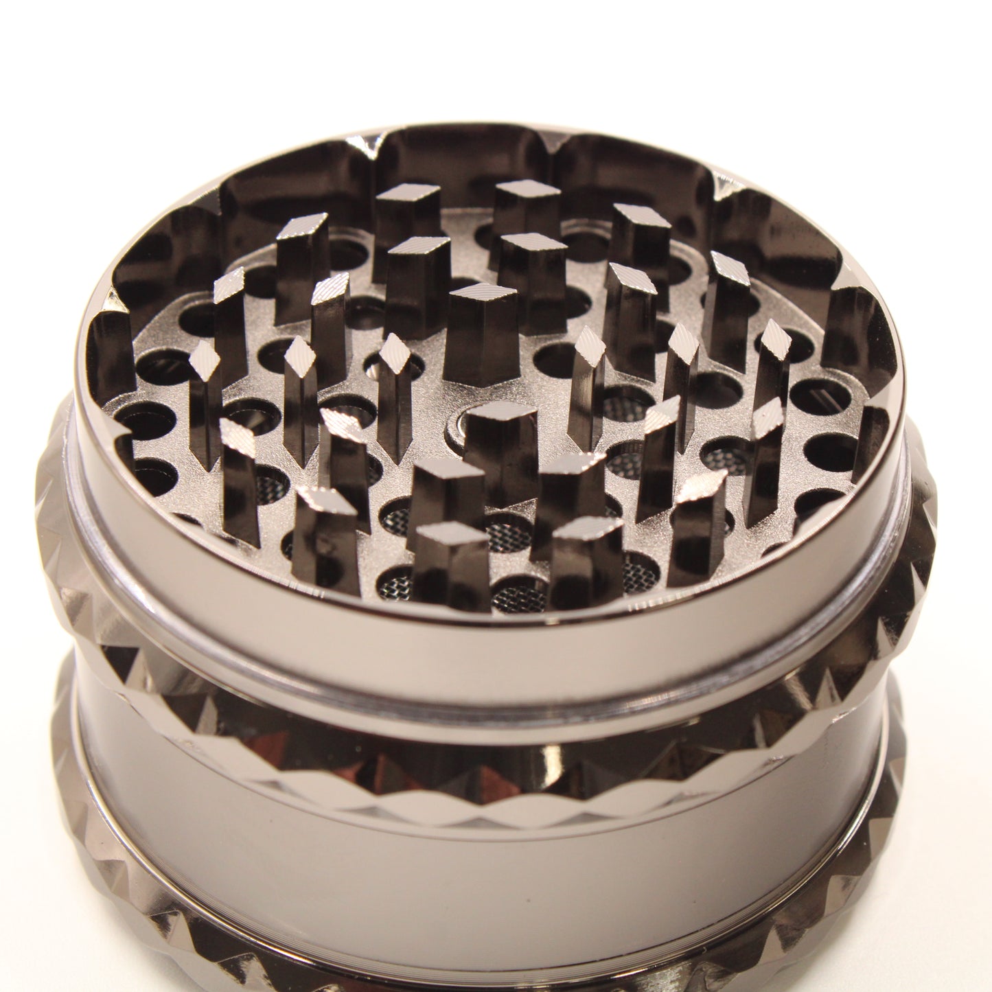 Top View 2-1/2" Shredder Diamond Grip Aluminum 4 Piece Herb & Weed Grinder