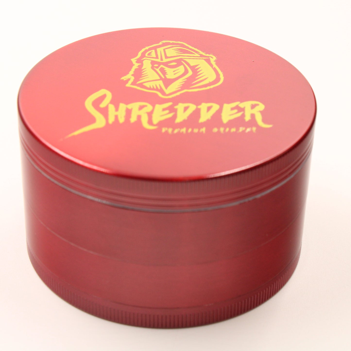 Closed Top View 3" Shredder Red Aluminum 4 Piece Herb & Weed Grinder