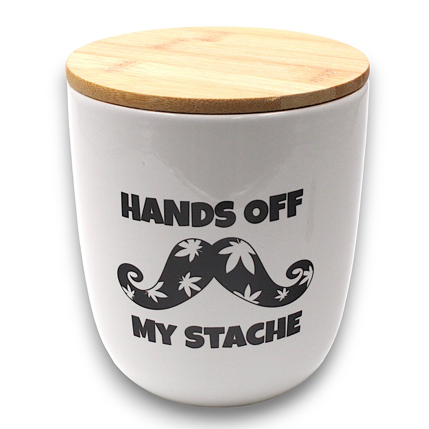 Large Hands Off My Stache Ceramic Stash Jar