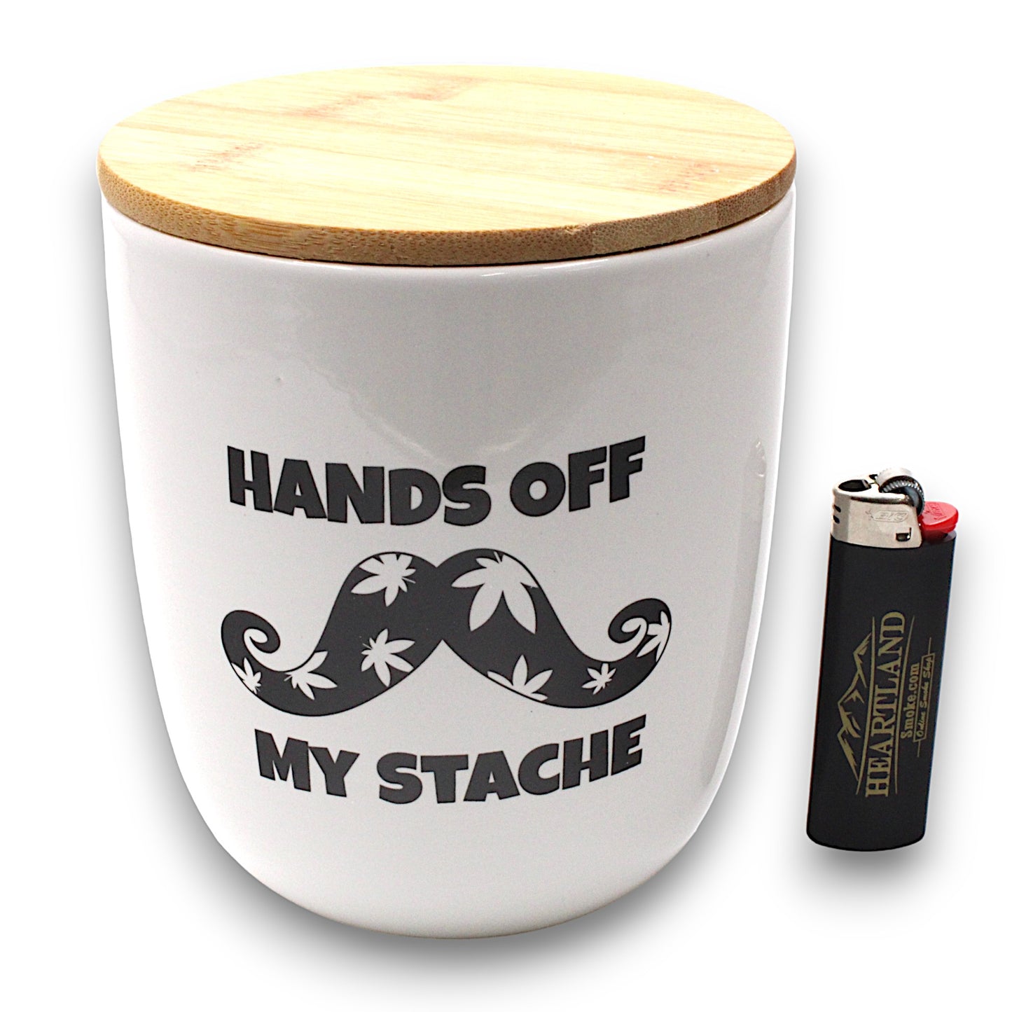 Large Hands Off My Stache Ceramic Stash Jar