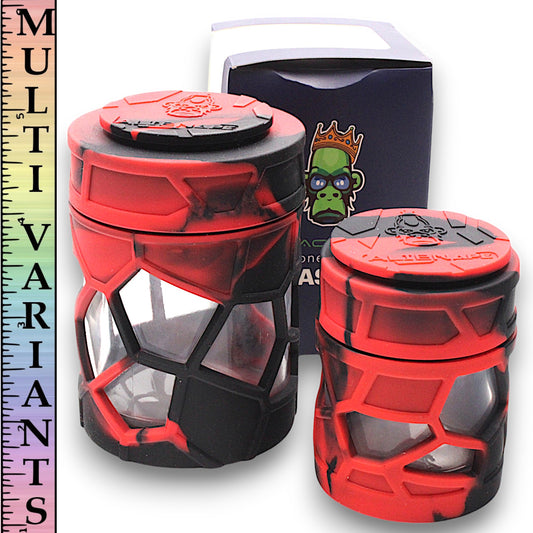 Space King Alien Ape Silicone Glass Storage Jar Child Resistant Lid