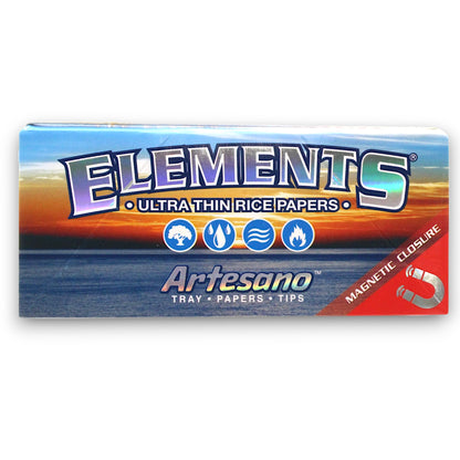 Elements Ultra Thin Rice Papers and Tips Artesano King Size Rolling Kit