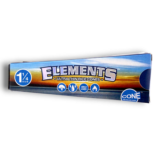 Elements Ultra Thin Rice Paper 1-1/4 Pre-Rolled Cones 6 Pack