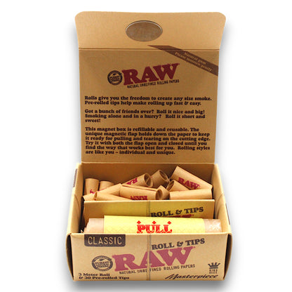 RAW Masterpiece King Size Rolling Paper Roll and Tips Kit