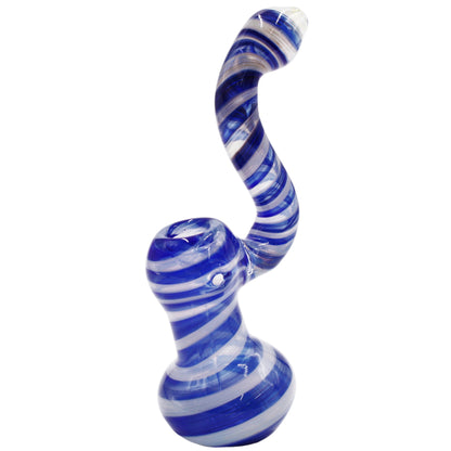 Blue Candy Striped 8" Tall Bubbler