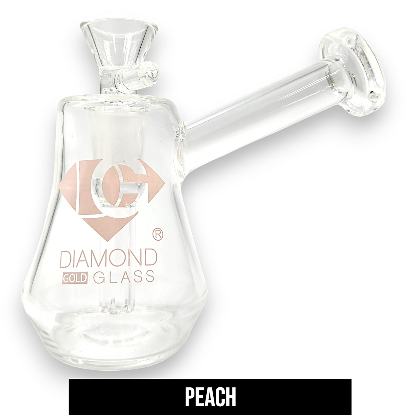 4" Diamond Clear Glass Bubbler