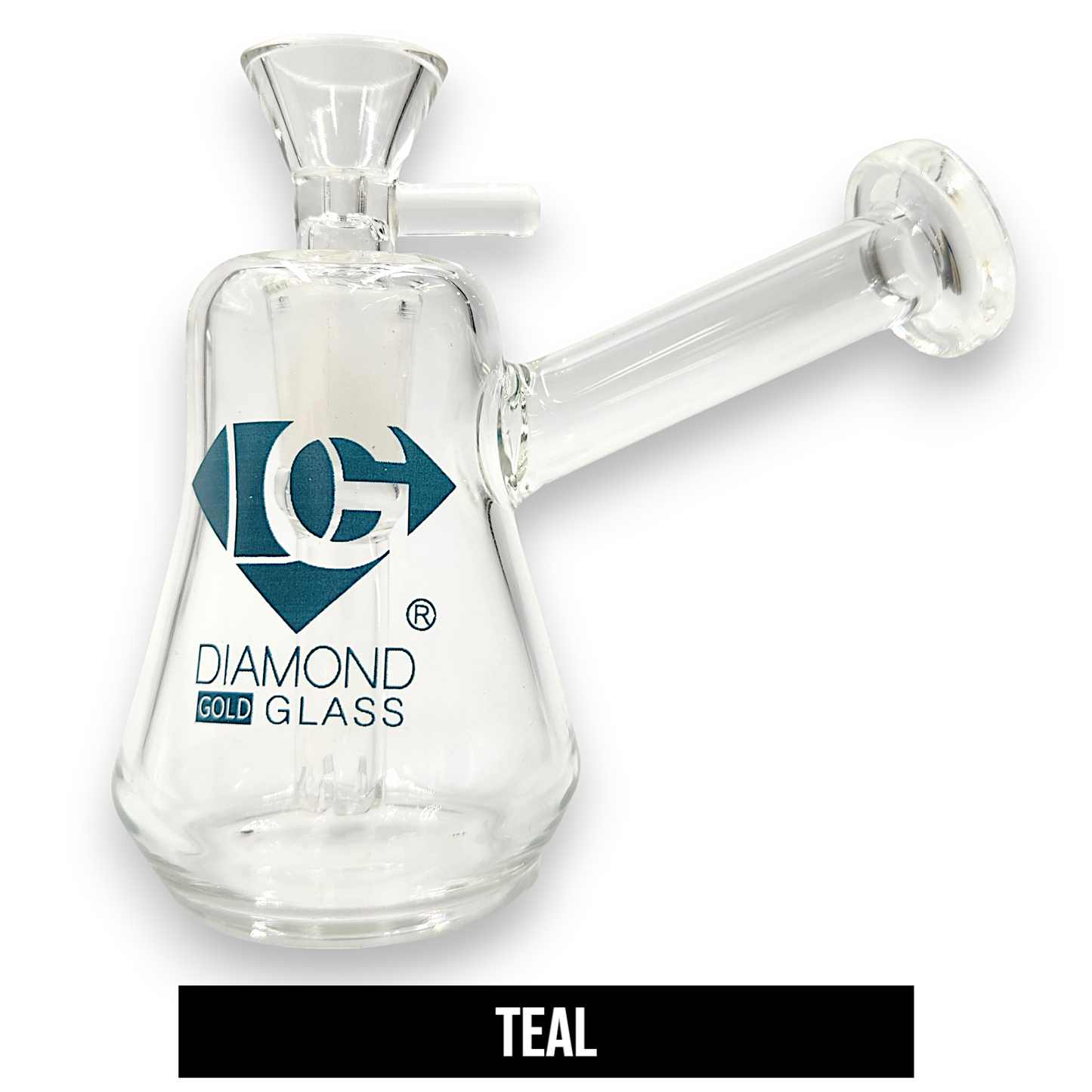 4" Diamond Clear Glass Bubbler