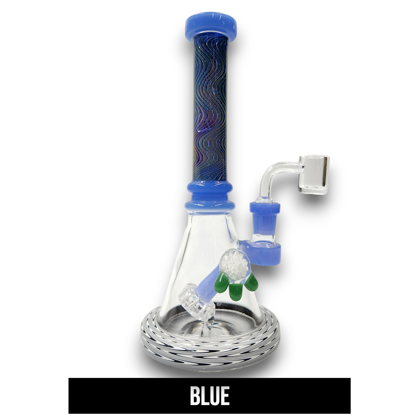 9" Wavy Design Angled Circ Perc Small Dab Rig Bong