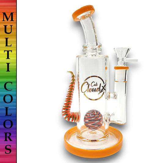 8" Cali CloudX Tail Straight Tube Percolator Bong
