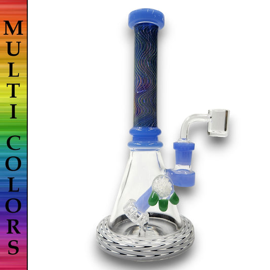 9" Wavy Design Angled Circ Perc Small Dab Rig Bong