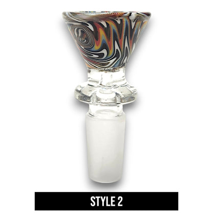Color Swirl 14mm Male Bowl Head Ring Handle