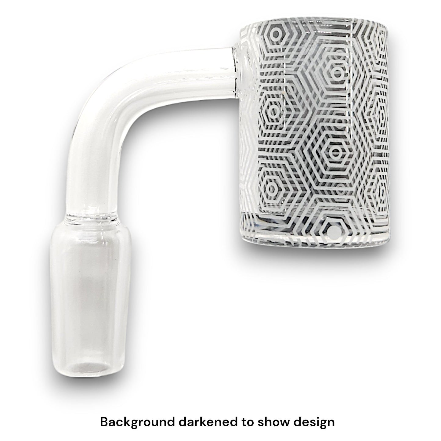 Hexagon Etched Quartz Bottom Banger 14mm Male 90 Deg
