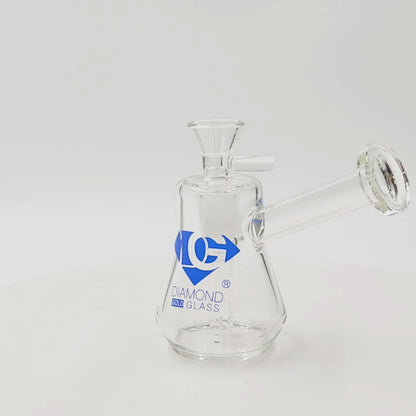 4" Diamond Clear Glass Bubbler