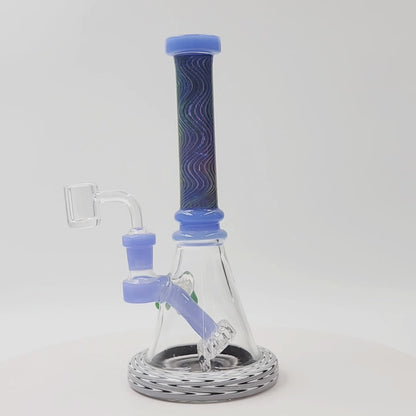 9" Wavy Design Angled Circ Perc Small Dab Rig Bong